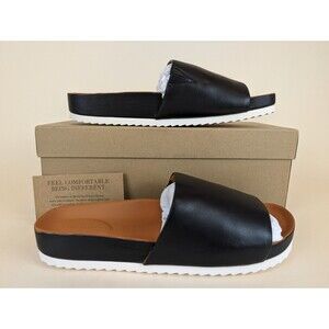 Gentle Souls Kenneth Cole Sandals Mens 9 Montauk One Band Slides Black Shoes NEW